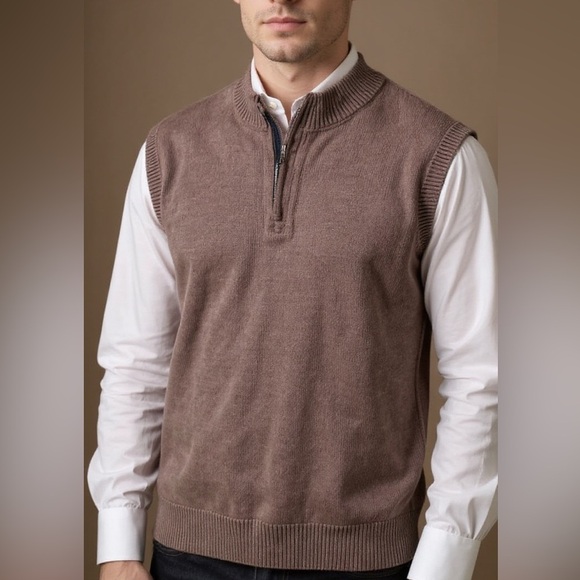 RedHead Other - FREE* Red Head BassPro Shops Brown Sweater Vest Cotton 1/4 zip Mock Neck Size XL